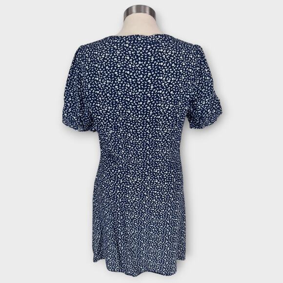 LOFT Size 8 Graden Floral Shirt Dress Button Front Short Sleeve Blue - Picture 5 of 7